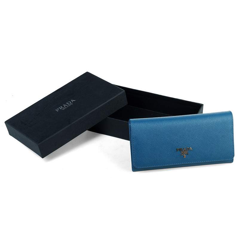 Knockoff Prada Real Leather Wallet 1137 blue